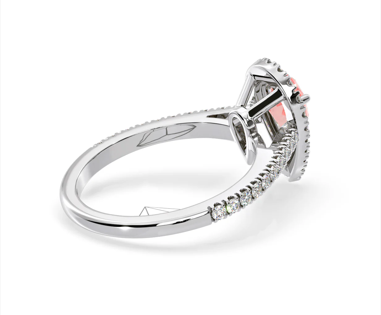 Diana Pink Lab Diamond Pear Halo Ring 1.60ct in Platinum - Elara Collection - Image 60