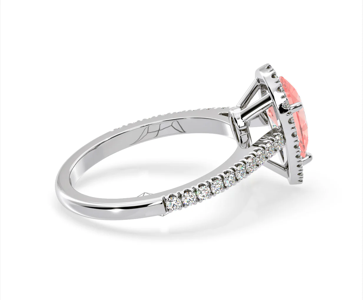 Diana Pink Lab Diamond Pear Halo Ring 1.60ct in Platinum - Elara Collection - Image 64