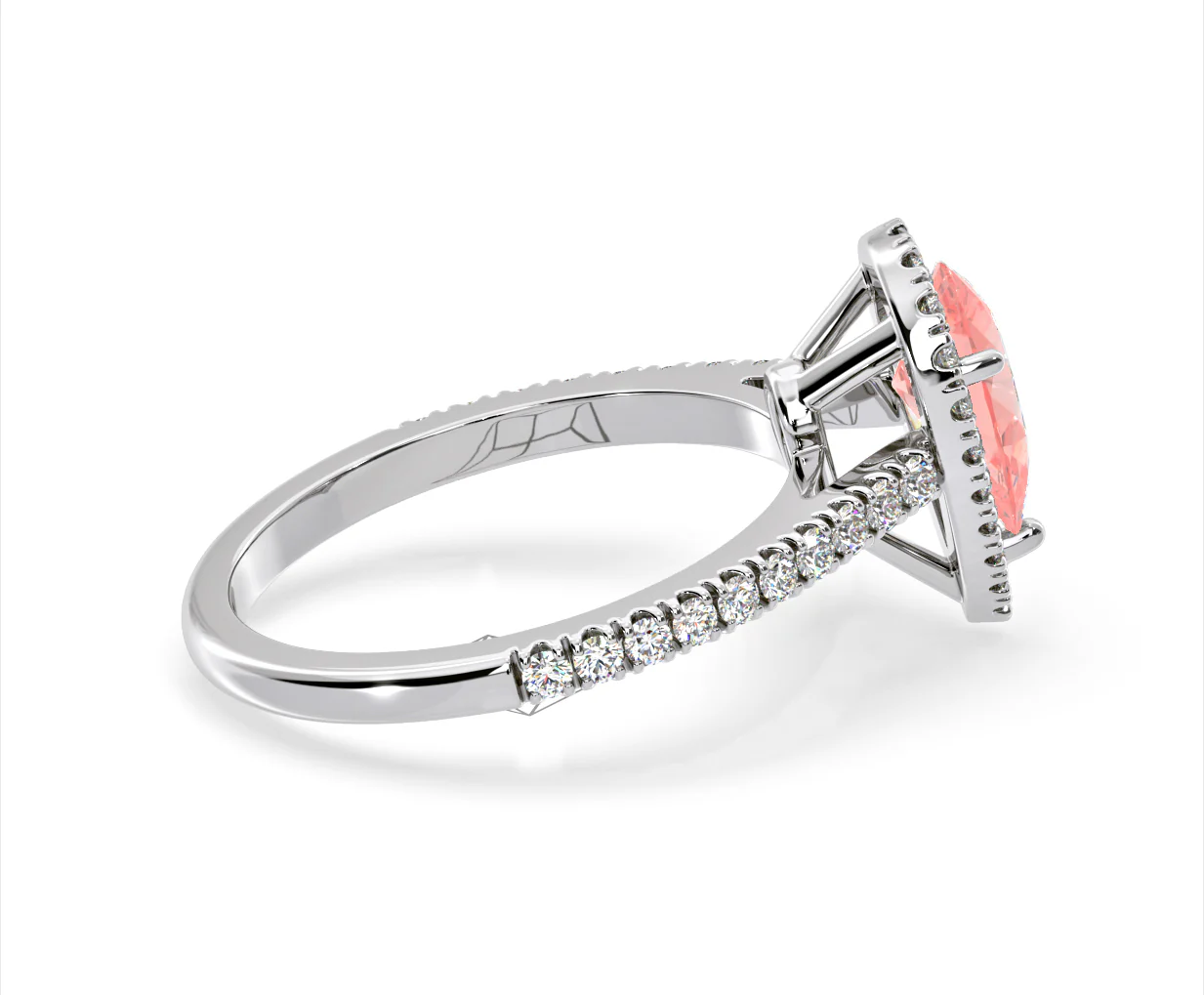Diana Pink Lab Diamond Pear Halo Ring 1.60ct in Platinum - Elara Collection - Image 65