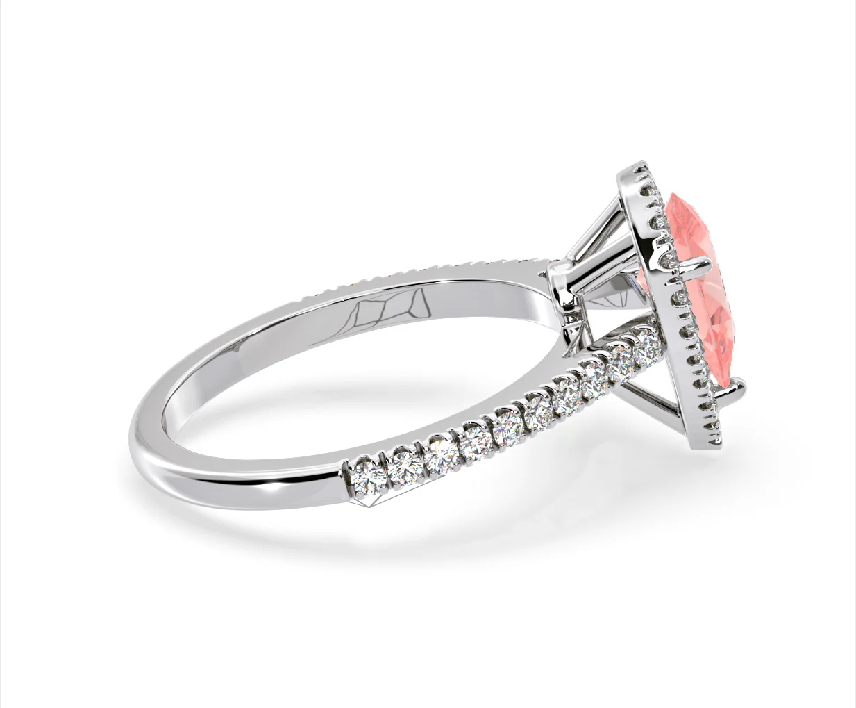 Diana Pink Lab Diamond Pear Halo Ring 1.60ct in Platinum - Elara Collection - Image 66