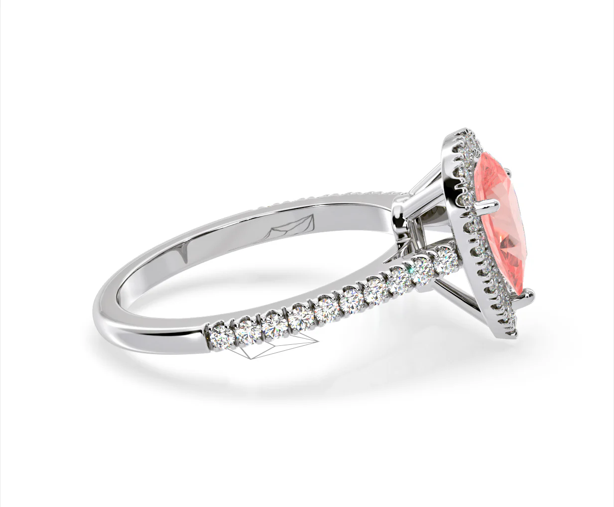 Diana Pink Lab Diamond Pear Halo Ring 1.60ct in Platinum - Elara Collection - Image 69
