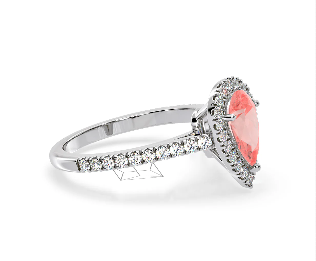 Diana Pink Lab Diamond Pear Halo Ring 1.60ct in Platinum - Elara Collection - Image 74