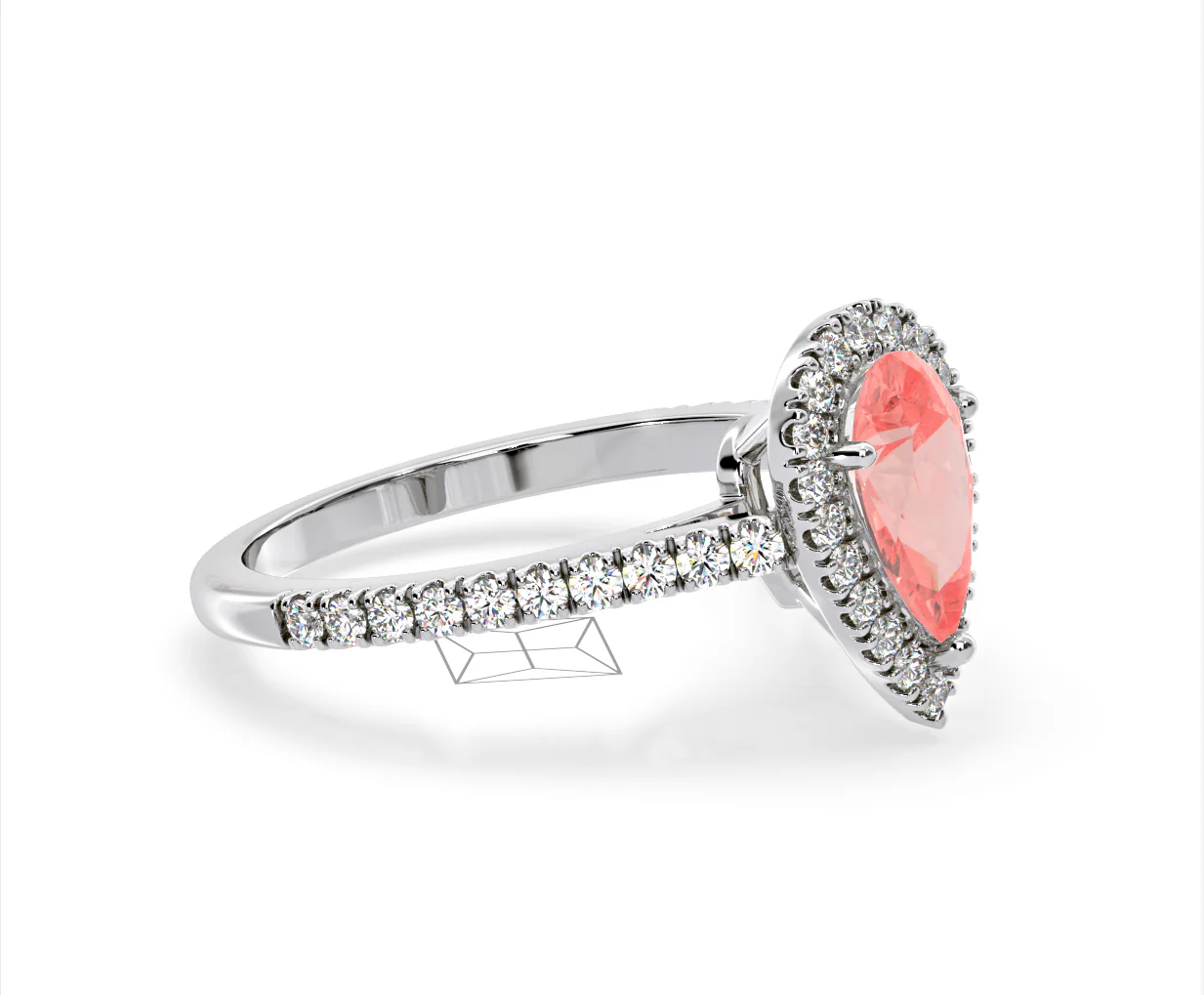 Diana Pink Lab Diamond Pear Halo Ring 1.60ct in Platinum - Elara Collection - Image 75