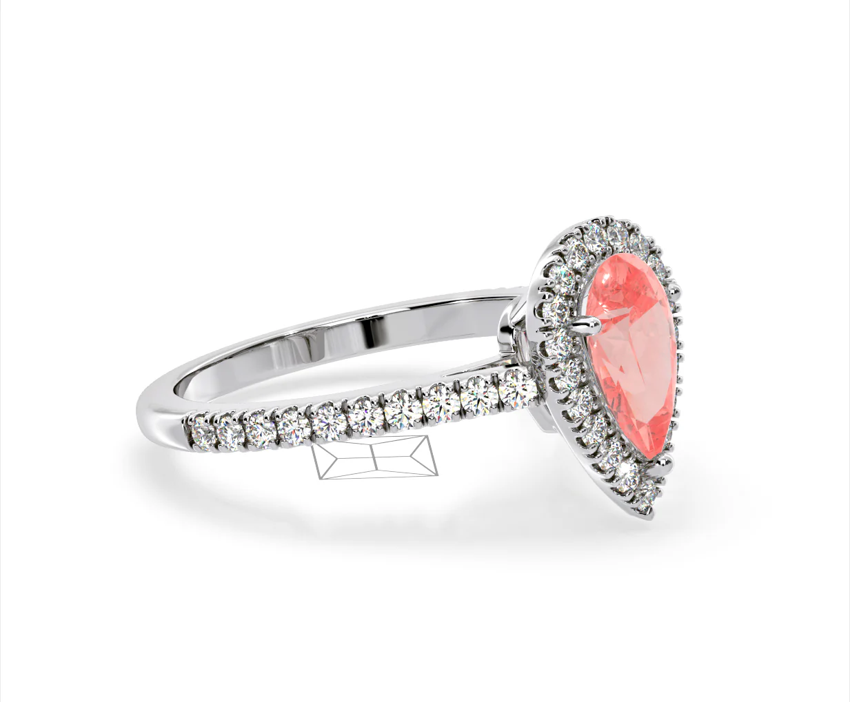 Diana Pink Lab Diamond Pear Halo Ring 1.60ct in Platinum - Elara Collection - Image 76