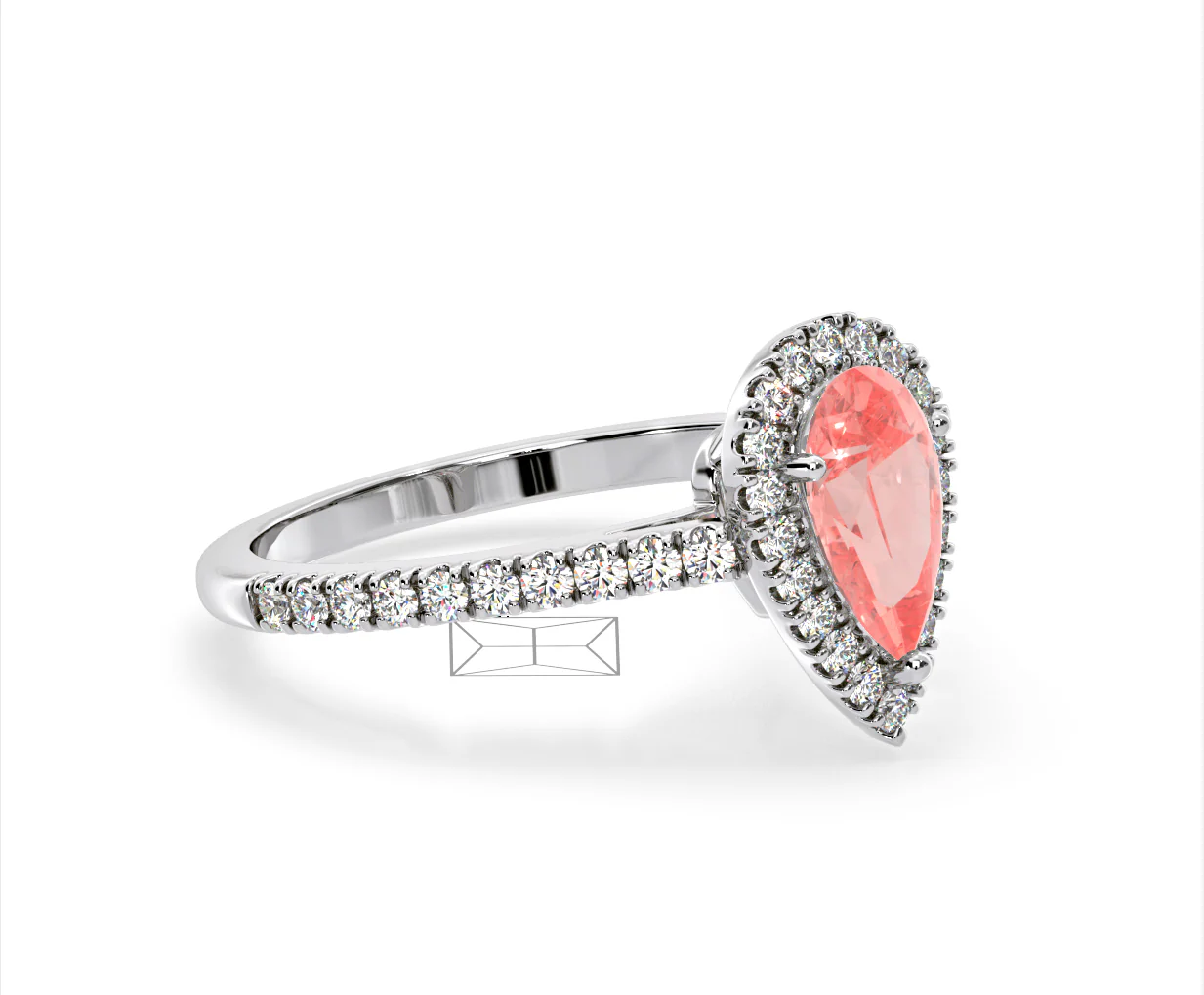 Diana Pink Lab Diamond Pear Halo Ring 1.60ct in Platinum - Elara Collection - Image 77