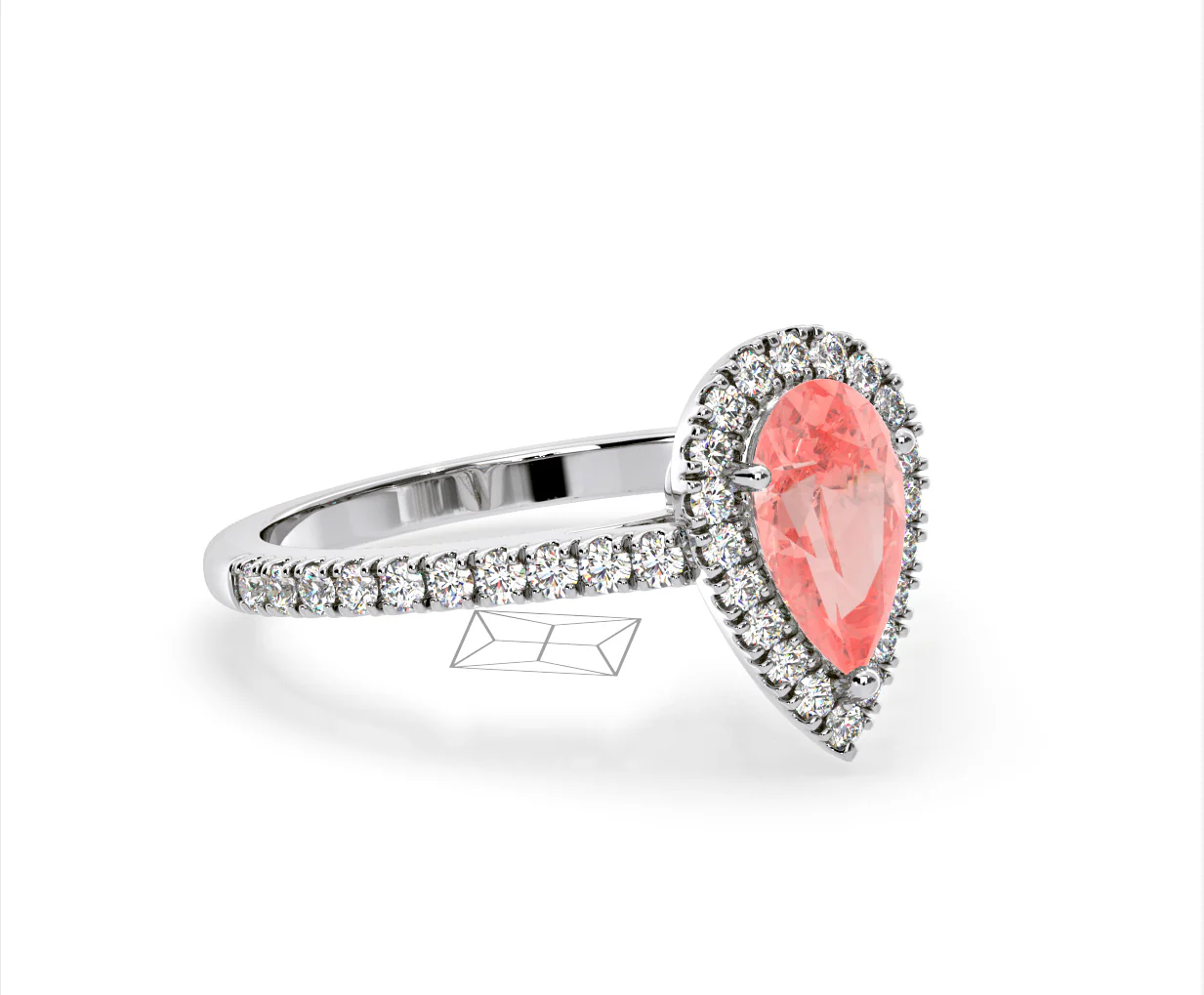 Diana Pink Lab Diamond Pear Halo Ring 1.60ct in Platinum - Elara Collection - Image 79