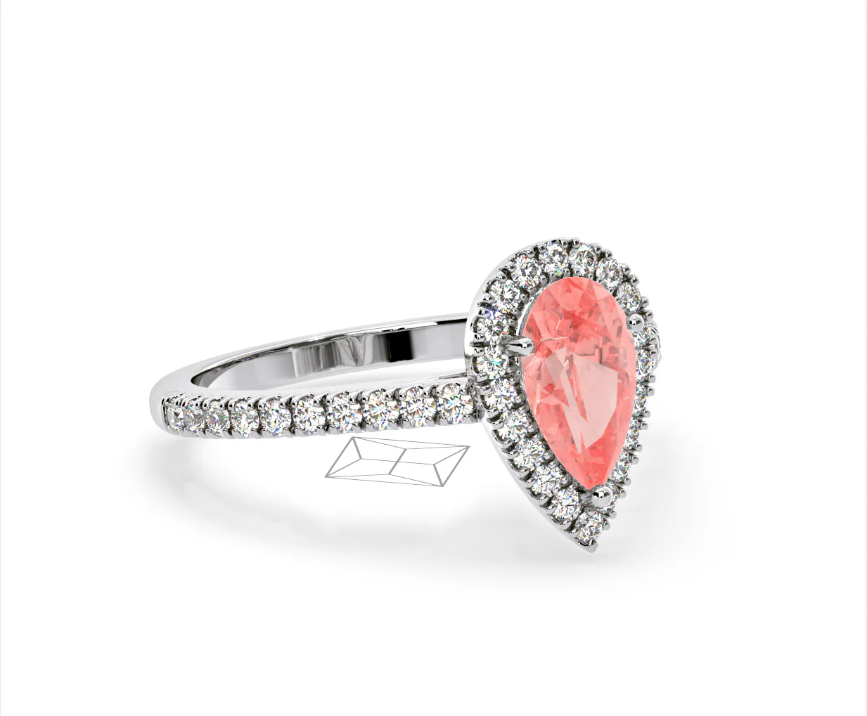 Diana Pink Lab Diamond Pear Halo Ring 1.60ct in Platinum - Elara Collection - Image 80
