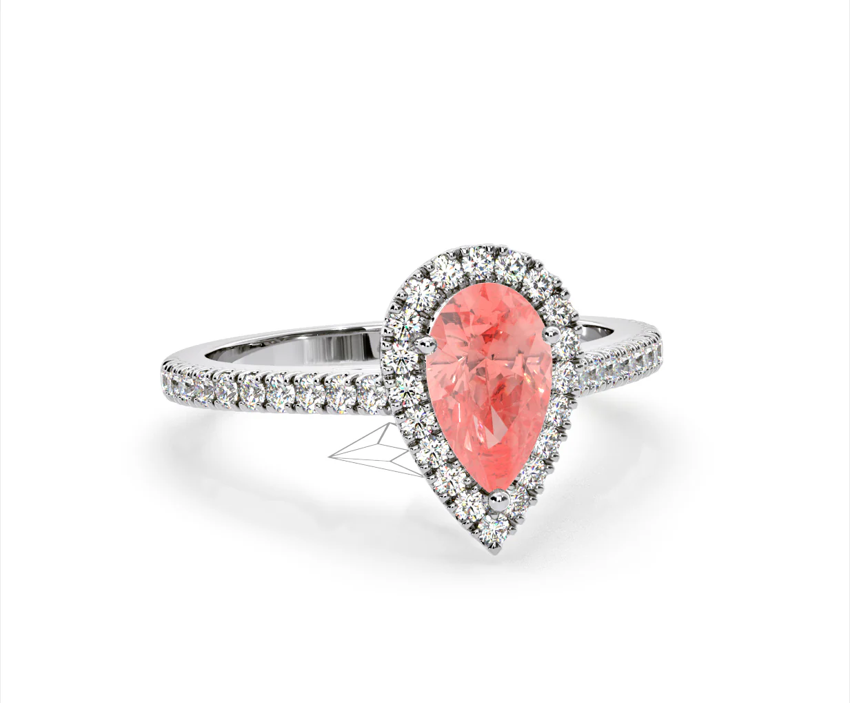 Diana Pink Lab Diamond Pear Halo Ring 1.60ct in Platinum - Elara Collection - Image 84