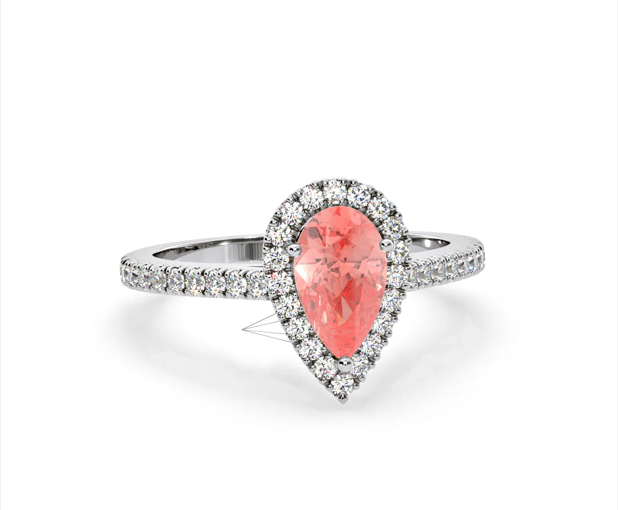 Diana Pink Lab Diamond Pear Halo Ring 1.60ct in Platinum - Elara Collection - Image 85