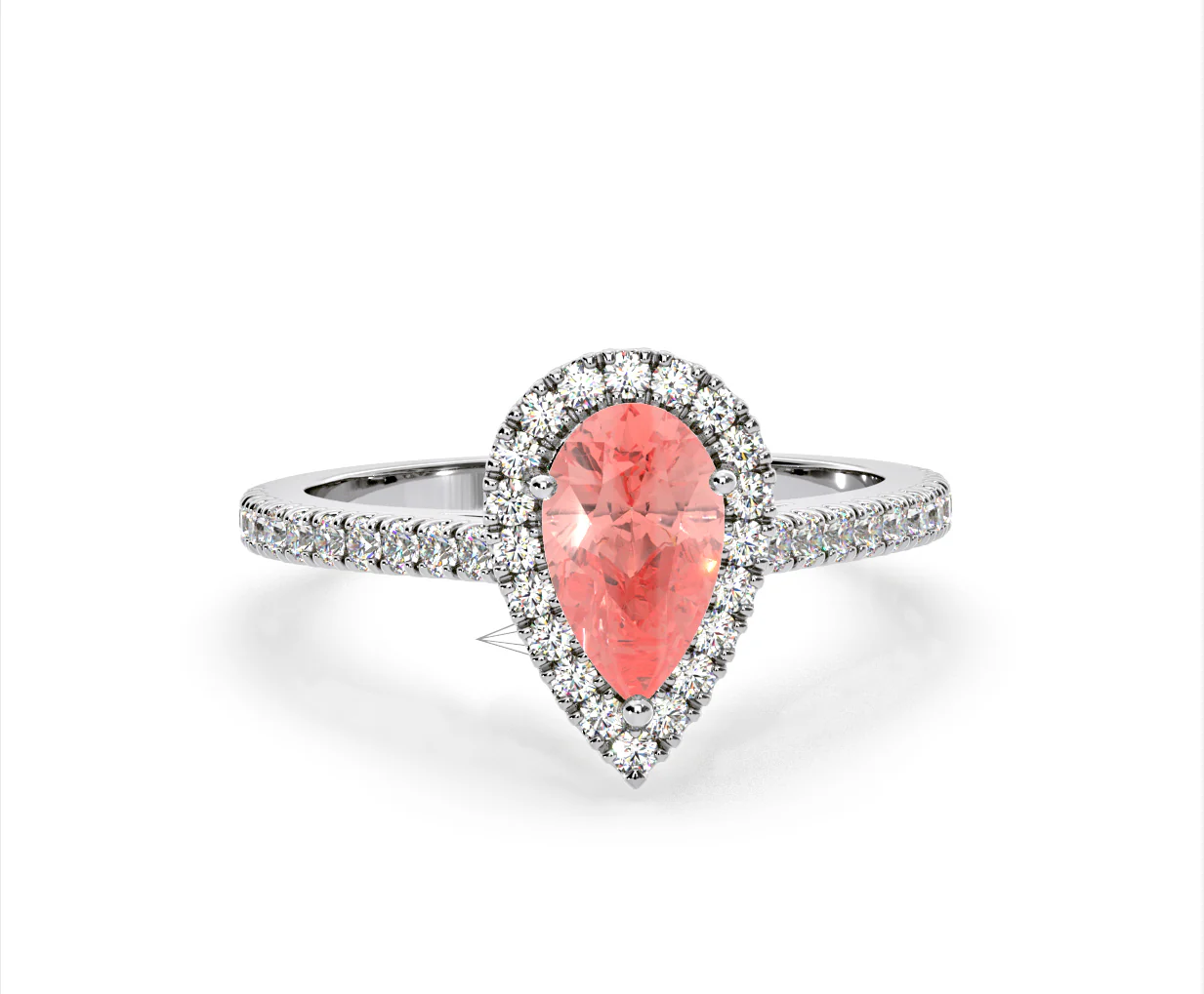 Diana Pink Lab Diamond Pear Halo Ring 1.60ct in Platinum - Elara Collection - Image 86