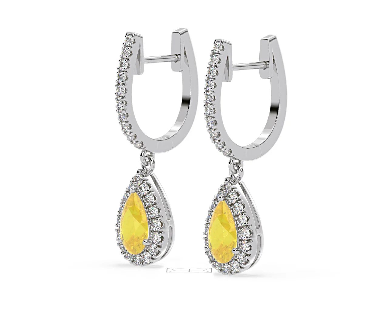 Diana Yellow Lab Diamond 1.48ct Pear Halo Drop Earrings in 18K White Gold - Elara Collection - Image 18