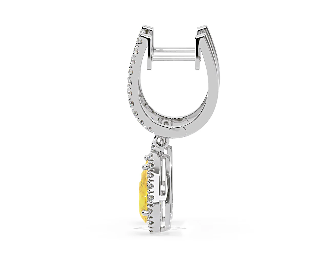 Diana Yellow Lab Diamond 1.48ct Pear Halo Drop Earrings in 18K White Gold - Elara Collection - Image 28