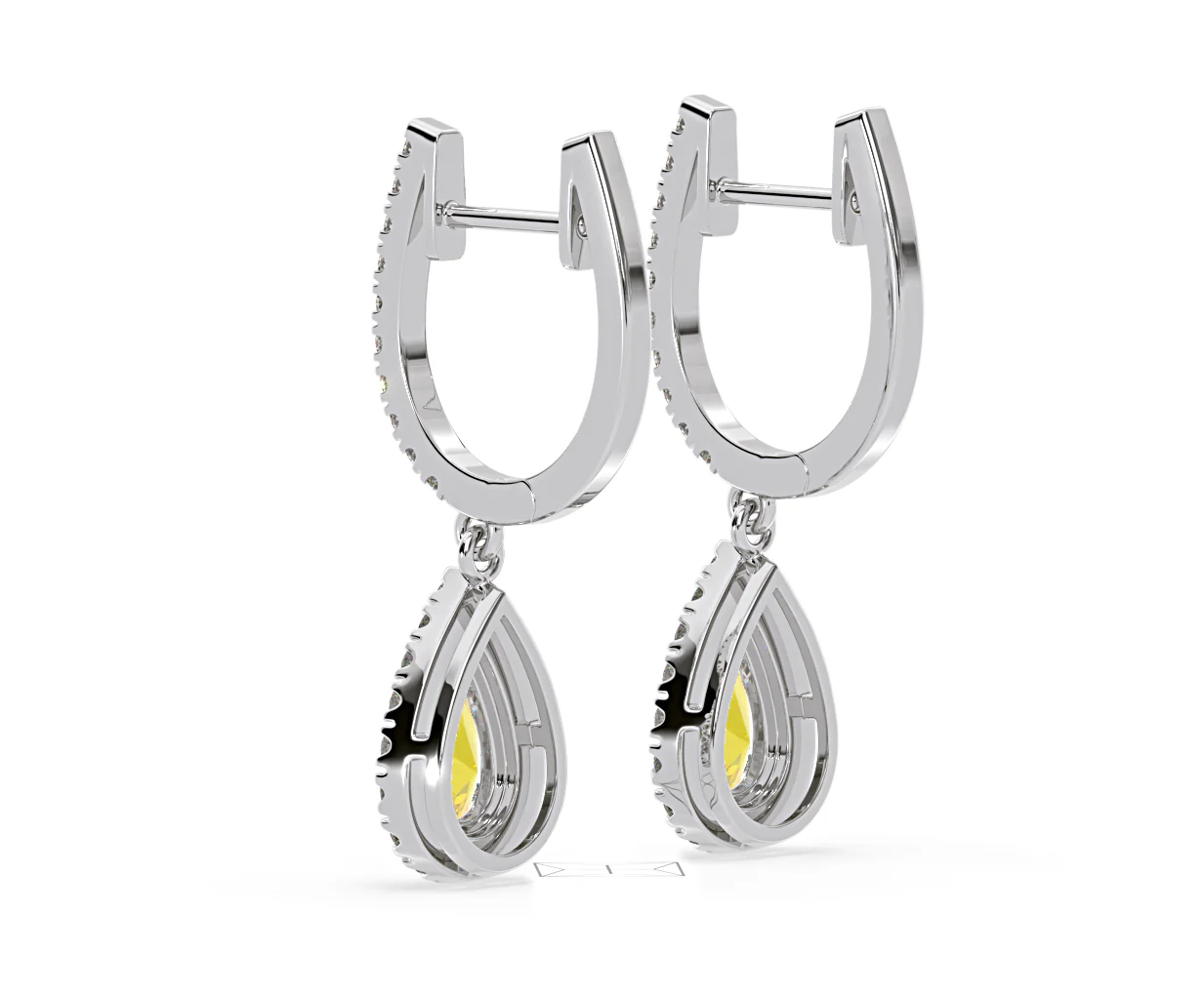 Diana Yellow Lab Diamond 1.48ct Pear Halo Drop Earrings in 18K White Gold - Elara Collection - Image 37
