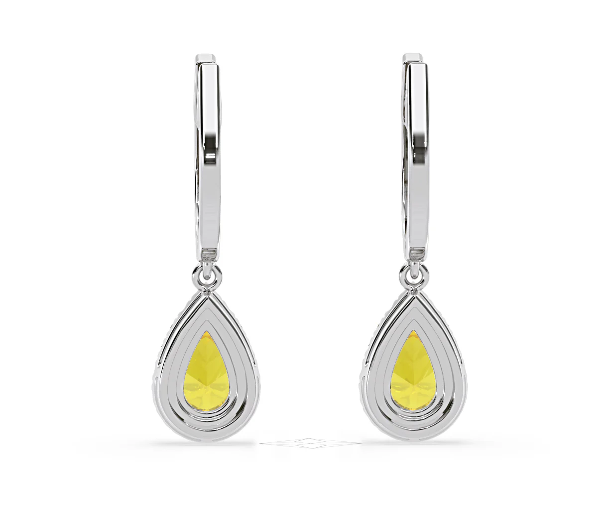 Diana Yellow Lab Diamond 1.48ct Pear Halo Drop Earrings in 18K White Gold - Elara Collection - Image 47