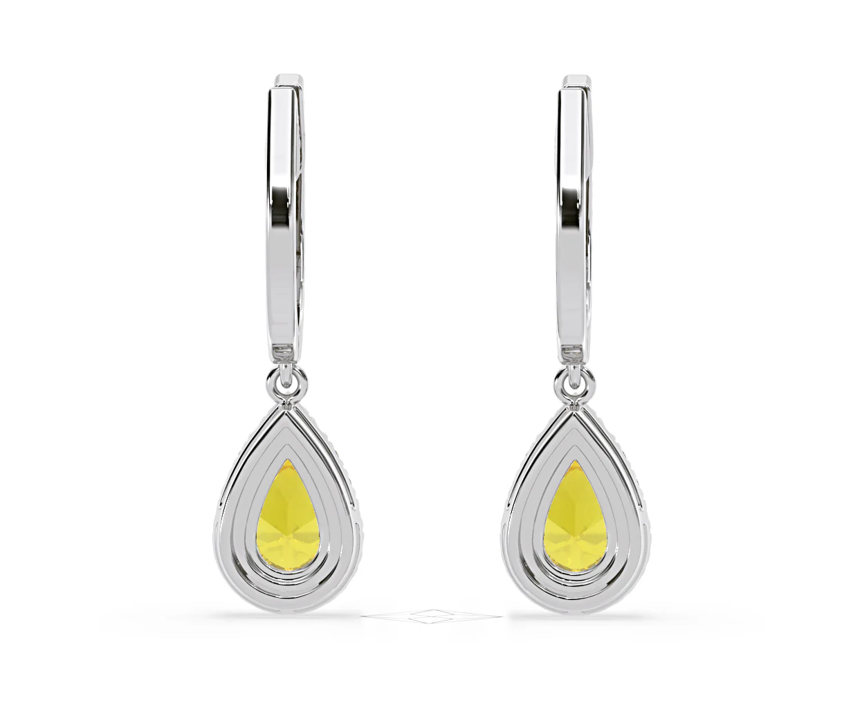 Diana Yellow Lab Diamond 1.48ct Pear Halo Drop Earrings in 18K White Gold - Elara Collection - Image 48