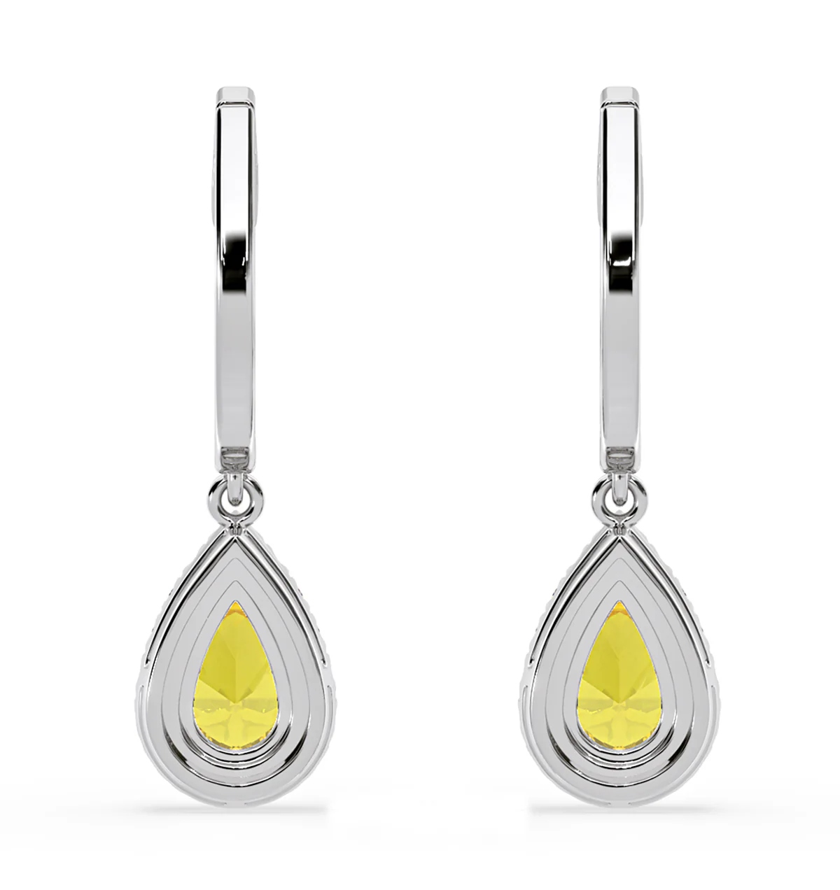 Diana Yellow Lab Diamond 1.48ct Pear Halo Drop Earrings in 18K White Gold - Elara Collection - Image 5