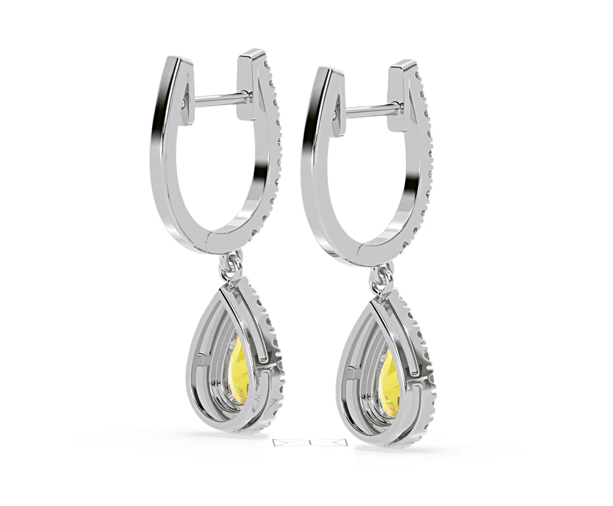 Diana Yellow Lab Diamond 1.48ct Pear Halo Drop Earrings in 18K White Gold - Elara Collection - Image 57