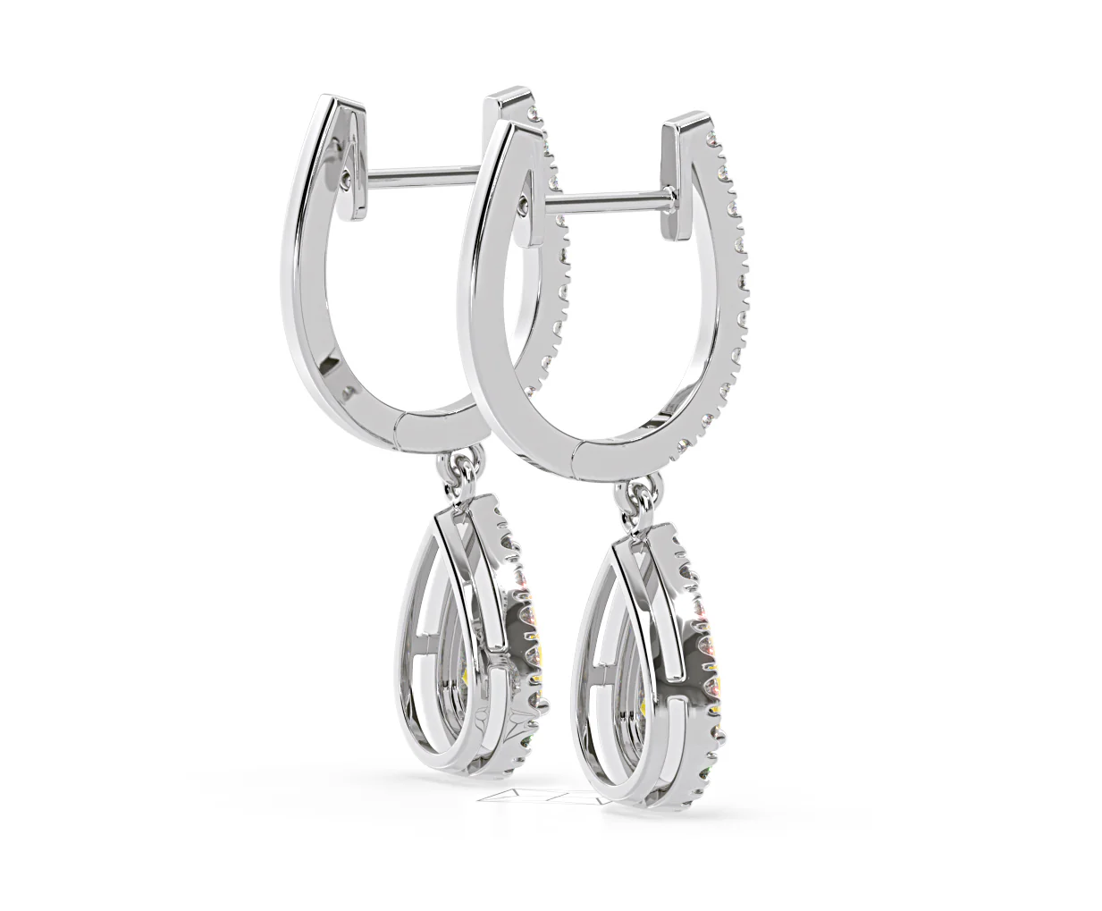 Diana Yellow Lab Diamond 1.48ct Pear Halo Drop Earrings in 18K White Gold - Elara Collection - Image 61