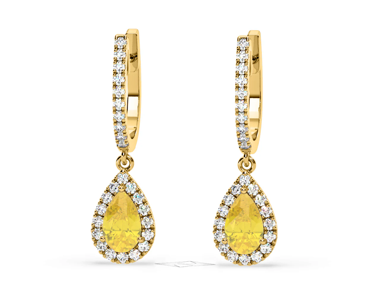 Diana Yellow Lab Diamond 1.48ct Pear Halo Drop Earrings in 18K Yellow Gold - Elara Collection - Image 10