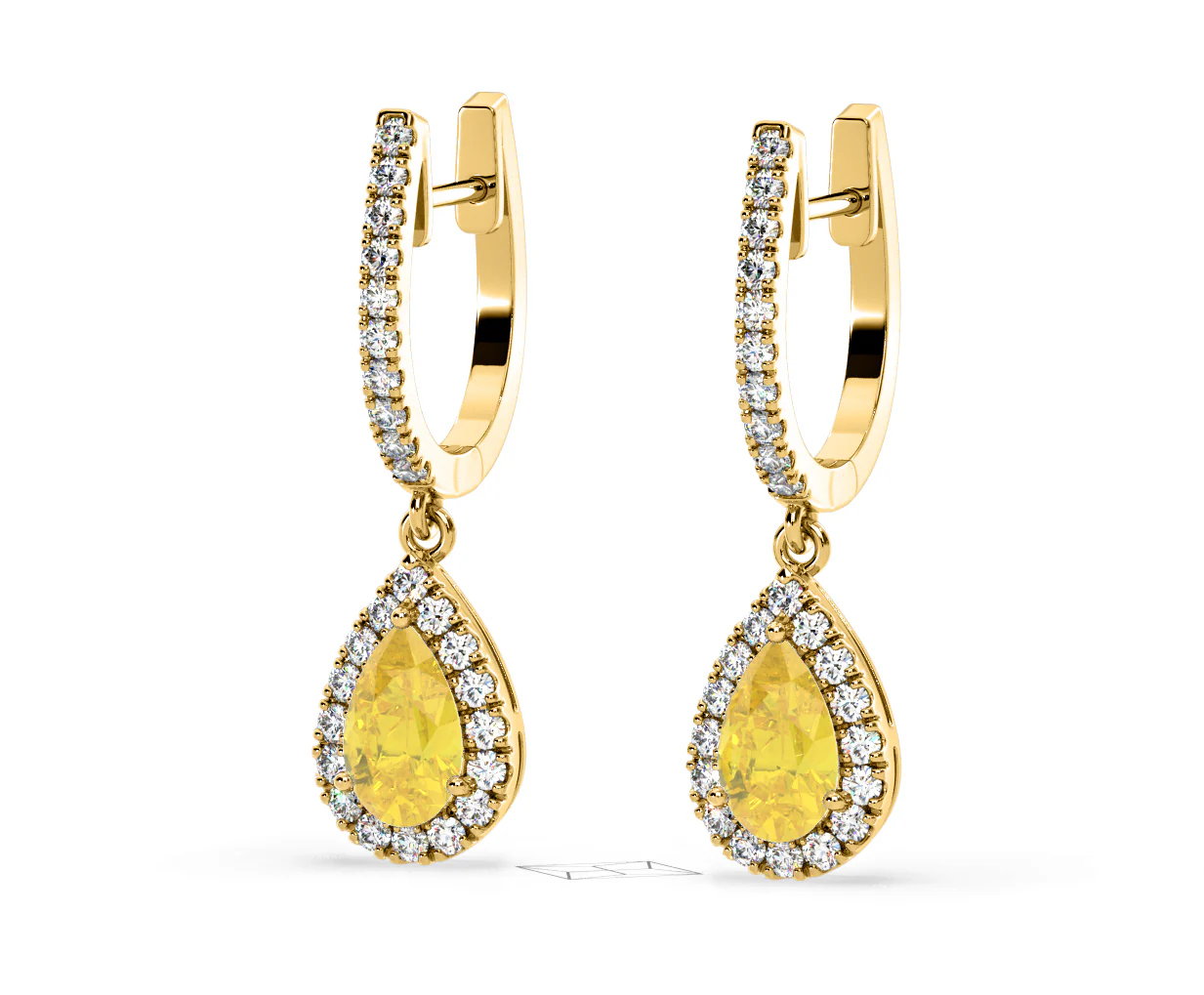 Diana Yellow Lab Diamond 1.48ct Pear Halo Drop Earrings in 18K Yellow Gold - Elara Collection - Image 13
