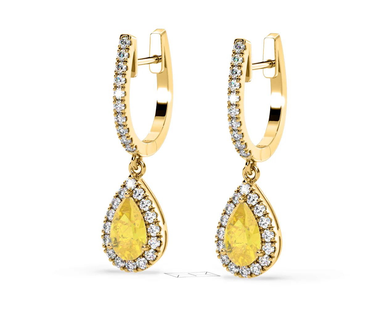 Diana Yellow Lab Diamond 1.48ct Pear Halo Drop Earrings in 18K Yellow Gold - Elara Collection - Image 14