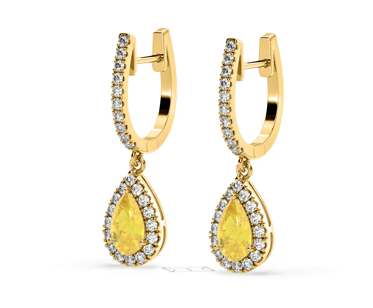 Diana Yellow Lab Diamond 1.48ct Pear Halo Drop Earrings in 18K Yellow Gold - Elara Collection - Image 15