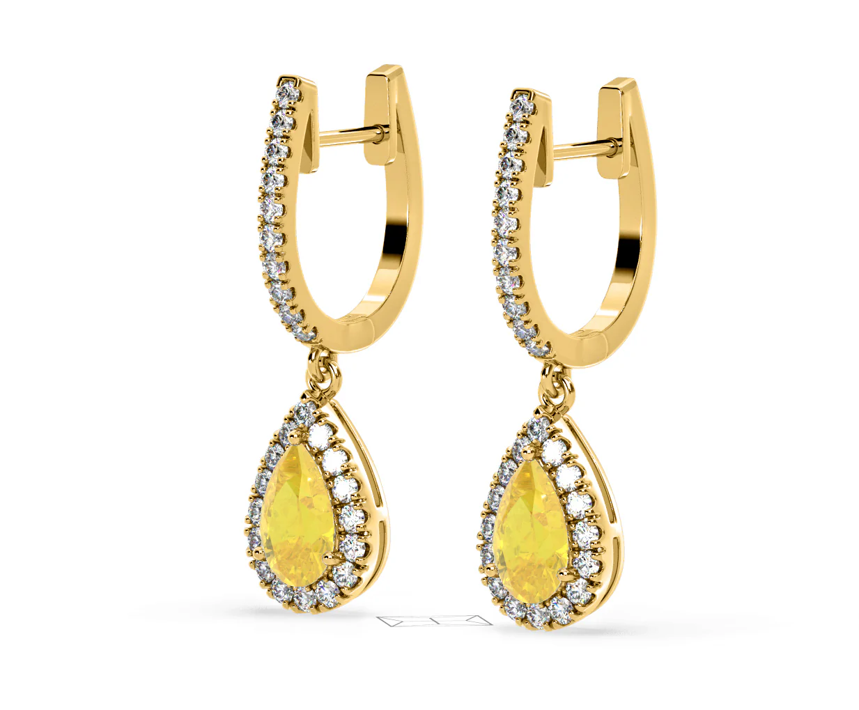 Diana Yellow Lab Diamond 1.48ct Pear Halo Drop Earrings in 18K Yellow Gold - Elara Collection - Image 16