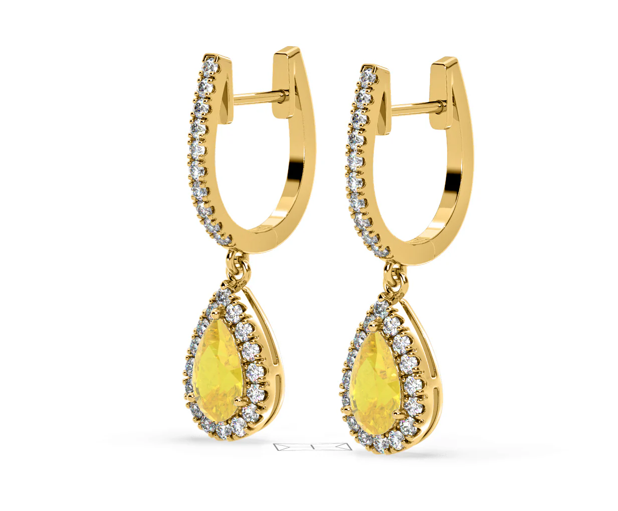 Diana Yellow Lab Diamond 1.48ct Pear Halo Drop Earrings in 18K Yellow Gold - Elara Collection - Image 17