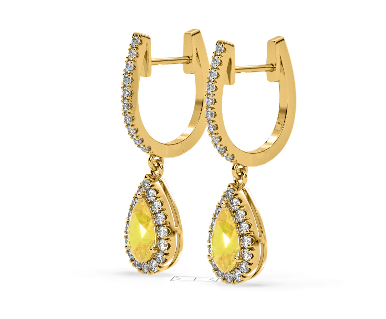 Diana Yellow Lab Diamond 1.48ct Pear Halo Drop Earrings in 18K Yellow Gold - Elara Collection - Image 19