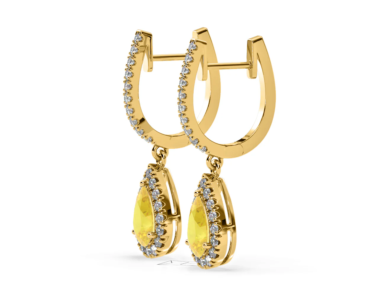 Diana Yellow Lab Diamond 1.48ct Pear Halo Drop Earrings in 18K Yellow Gold - Elara Collection - Image 22