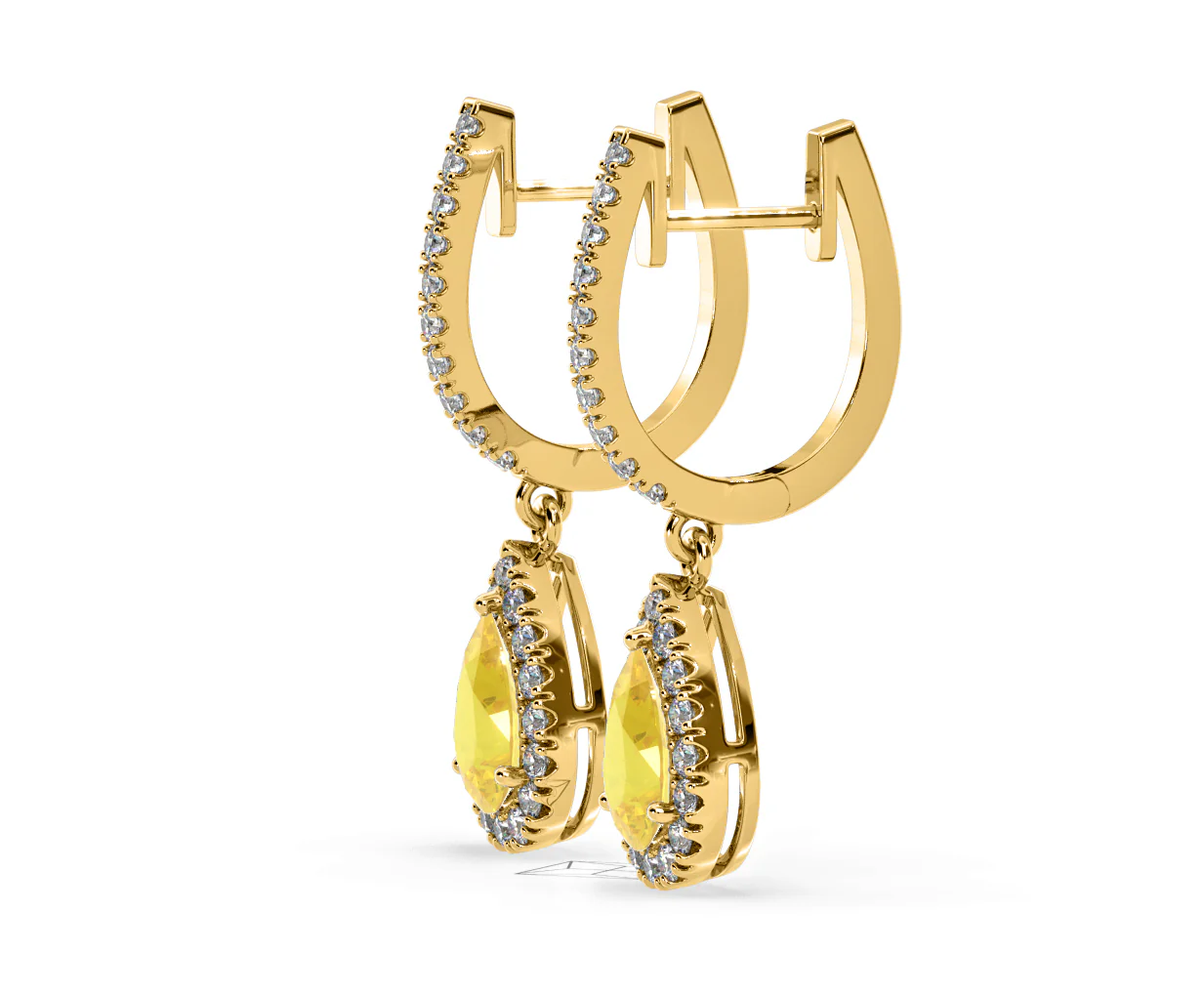 Diana Yellow Lab Diamond 1.48ct Pear Halo Drop Earrings in 18K Yellow Gold - Elara Collection - Image 23