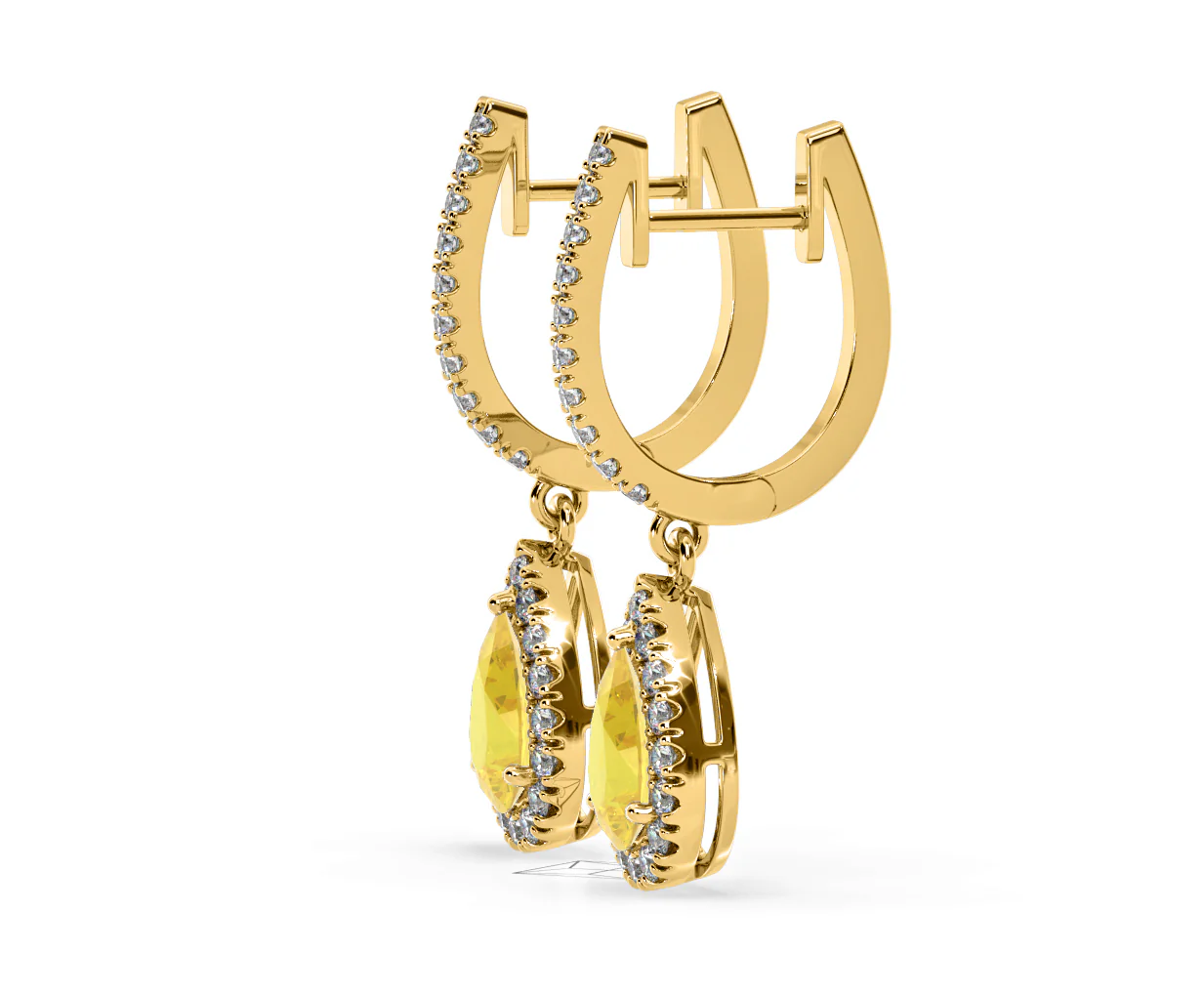 Diana Yellow Lab Diamond 1.48ct Pear Halo Drop Earrings in 18K Yellow Gold - Elara Collection - Image 24