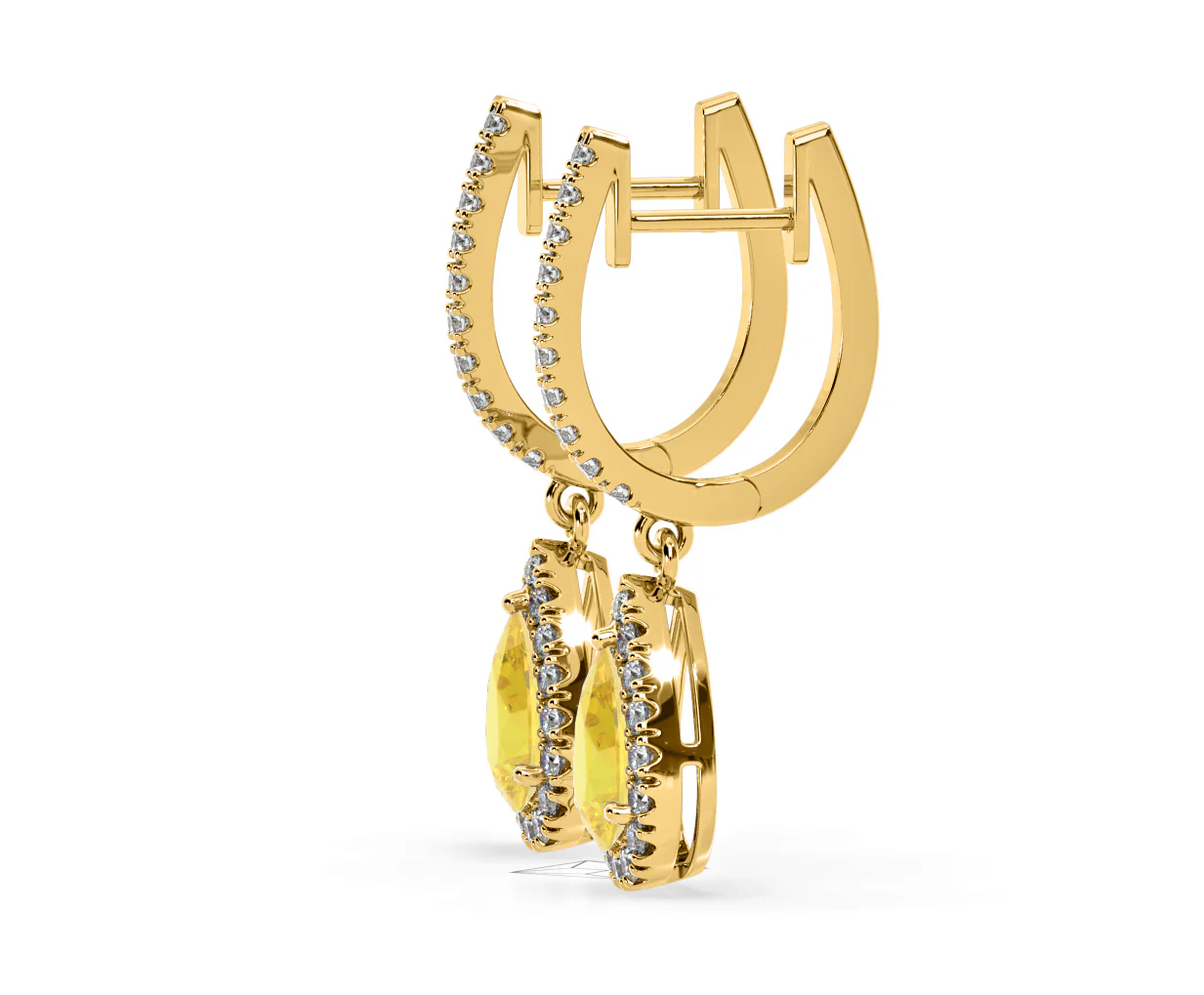 Diana Yellow Lab Diamond 1.48ct Pear Halo Drop Earrings in 18K Yellow Gold - Elara Collection - Image 25