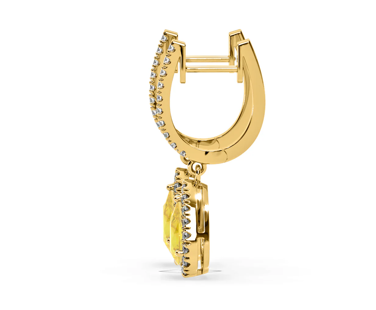 Diana Yellow Lab Diamond 1.48ct Pear Halo Drop Earrings in 18K Yellow Gold - Elara Collection - Image 27
