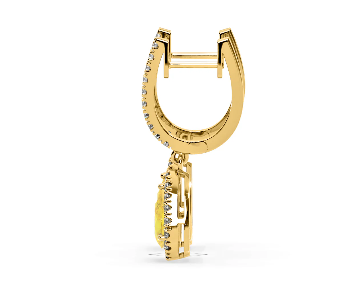 Diana Yellow Lab Diamond 1.48ct Pear Halo Drop Earrings in 18K Yellow Gold - Elara Collection - Image 28
