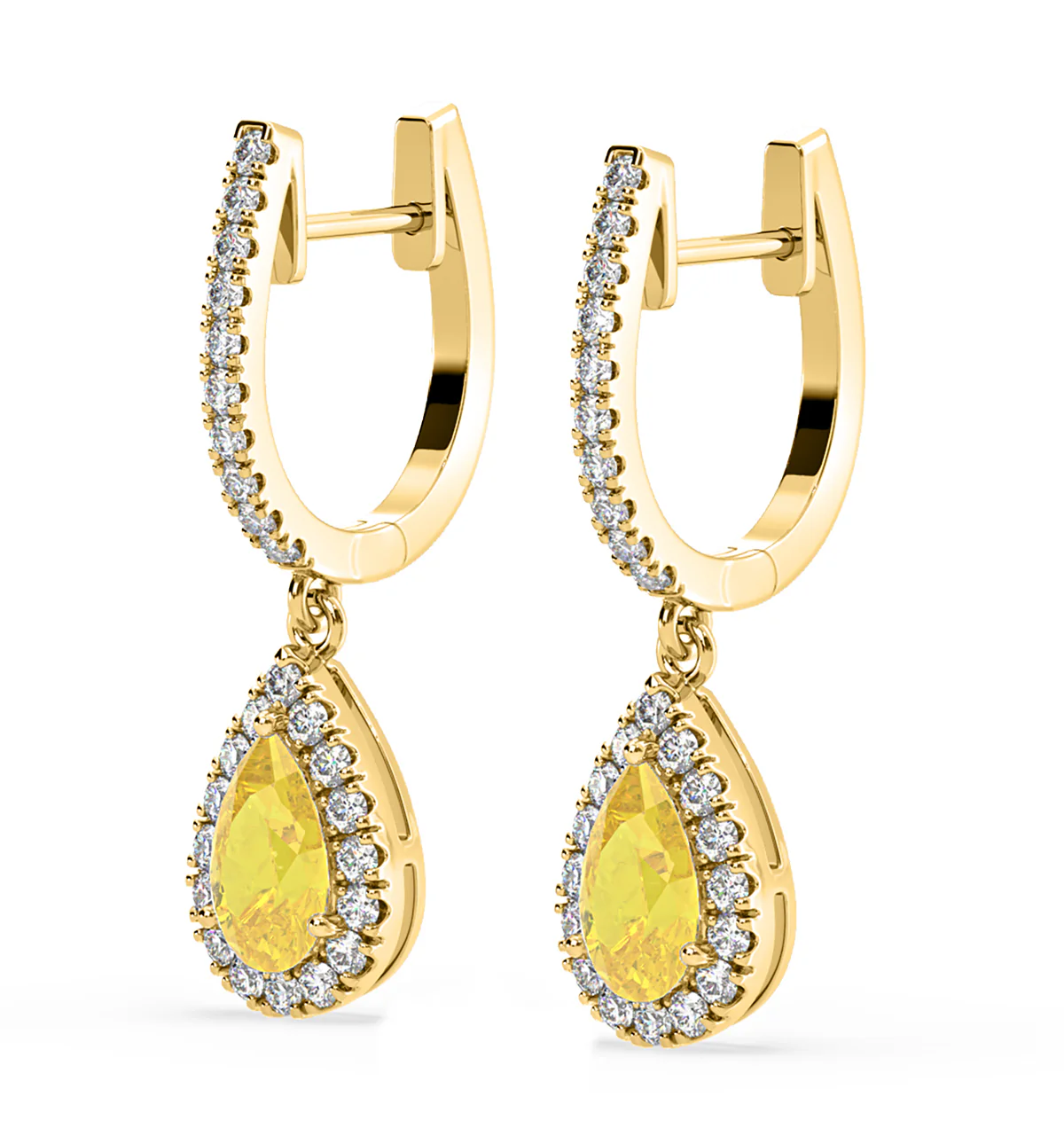 Diana Yellow Lab Diamond 1.48ct Pear Halo Drop Earrings in 18K Yellow Gold - Elara Collection - Image 3