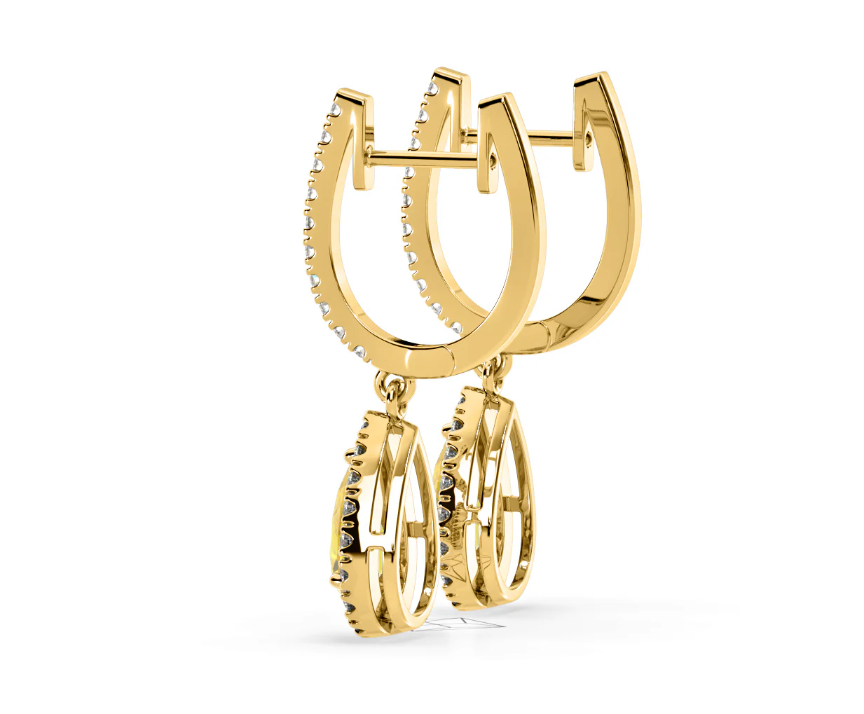 Diana Yellow Lab Diamond 1.48ct Pear Halo Drop Earrings in 18K Yellow Gold - Elara Collection - Image 32