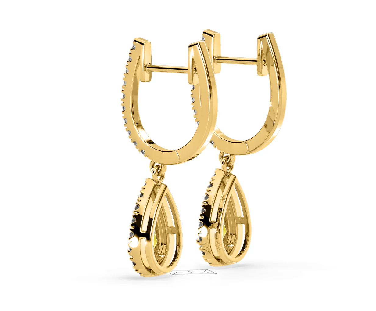 Diana Yellow Lab Diamond 1.48ct Pear Halo Drop Earrings in 18K Yellow Gold - Elara Collection - Image 35