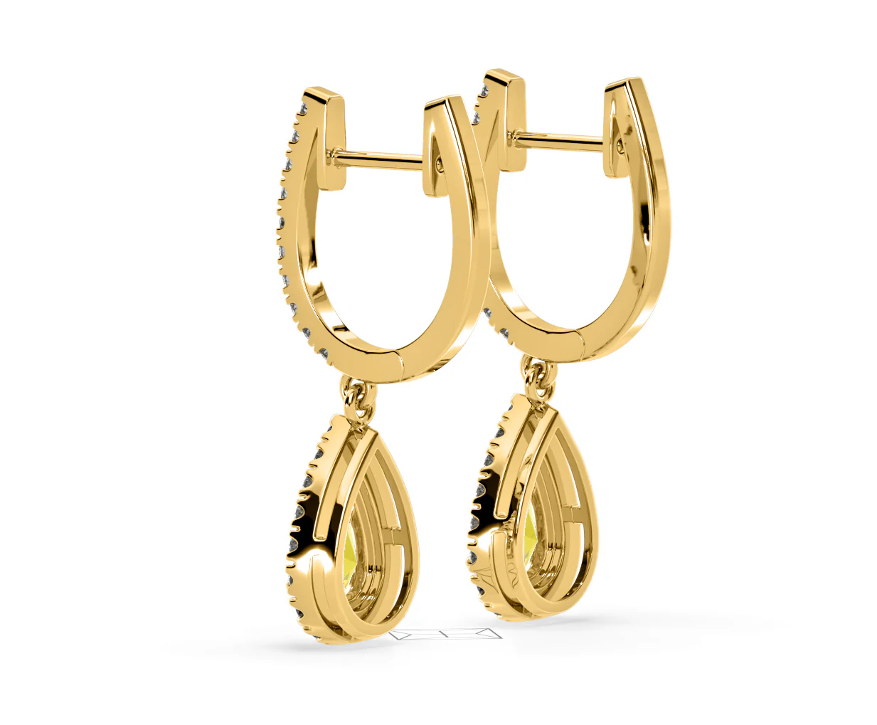 Diana Yellow Lab Diamond 1.48ct Pear Halo Drop Earrings in 18K Yellow Gold - Elara Collection - Image 36
