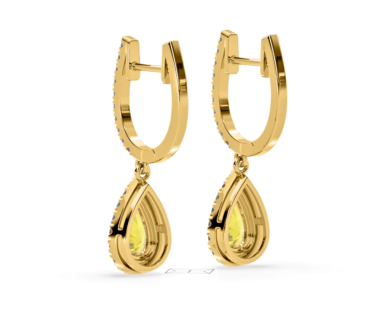 Diana Yellow Lab Diamond 1.48ct Pear Halo Drop Earrings in 18K Yellow Gold - Elara Collection - Image 39