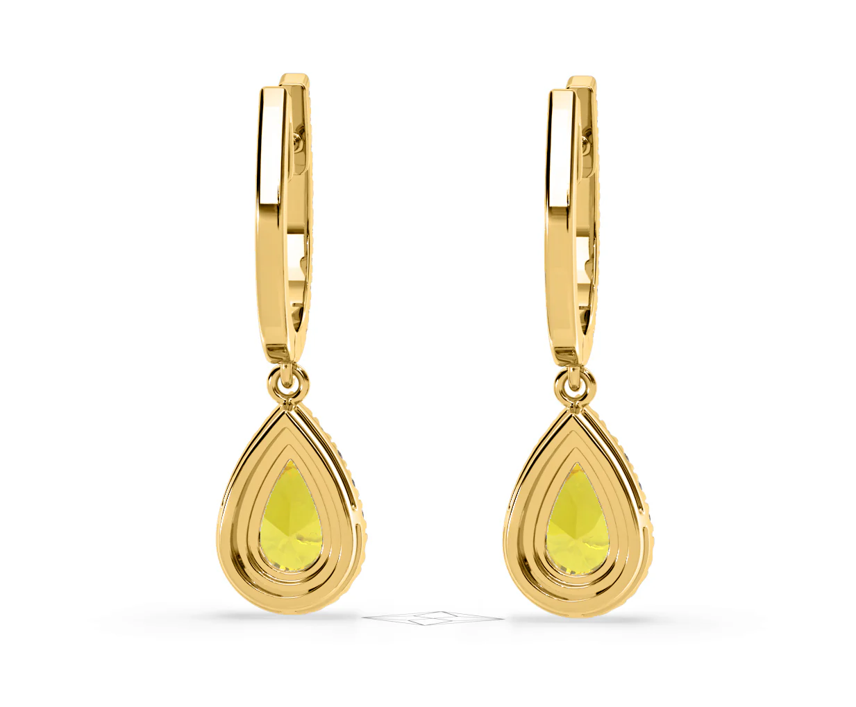 Diana Yellow Lab Diamond 1.48ct Pear Halo Drop Earrings in 18K Yellow Gold - Elara Collection - Image 49