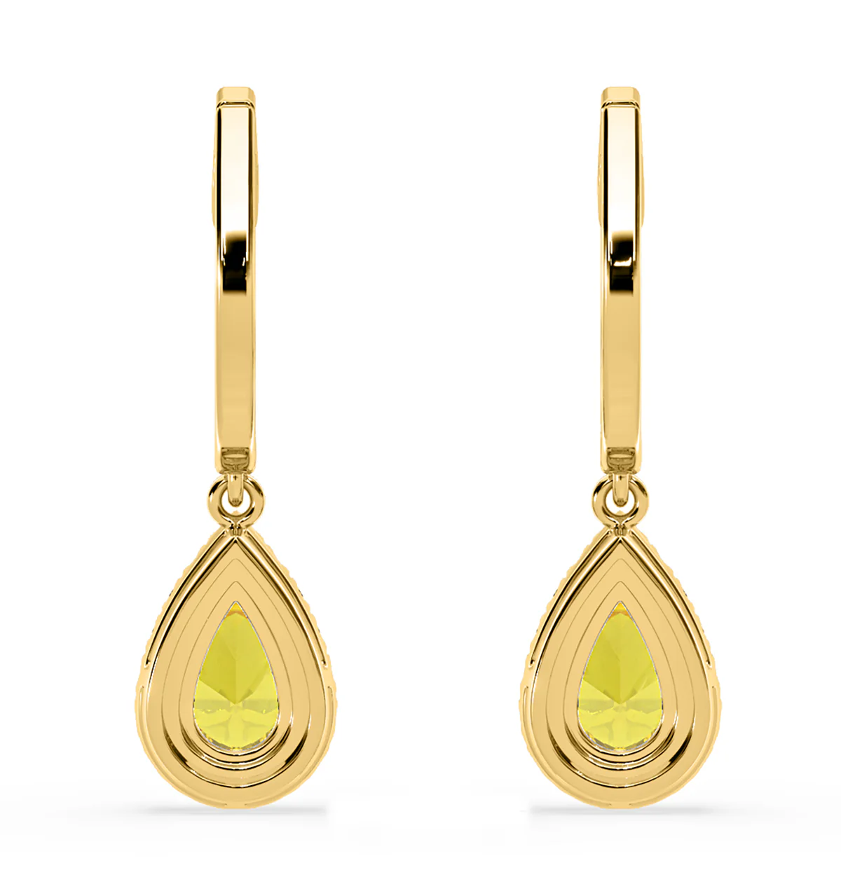 Diana Yellow Lab Diamond 1.48ct Pear Halo Drop Earrings in 18K Yellow Gold - Elara Collection - Image 5