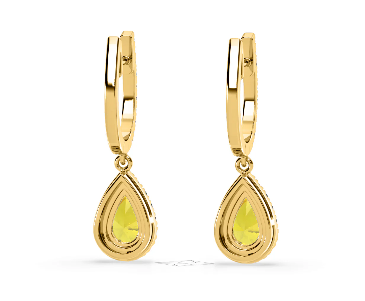Diana Yellow Lab Diamond 1.48ct Pear Halo Drop Earrings in 18K Yellow Gold - Elara Collection - Image 50