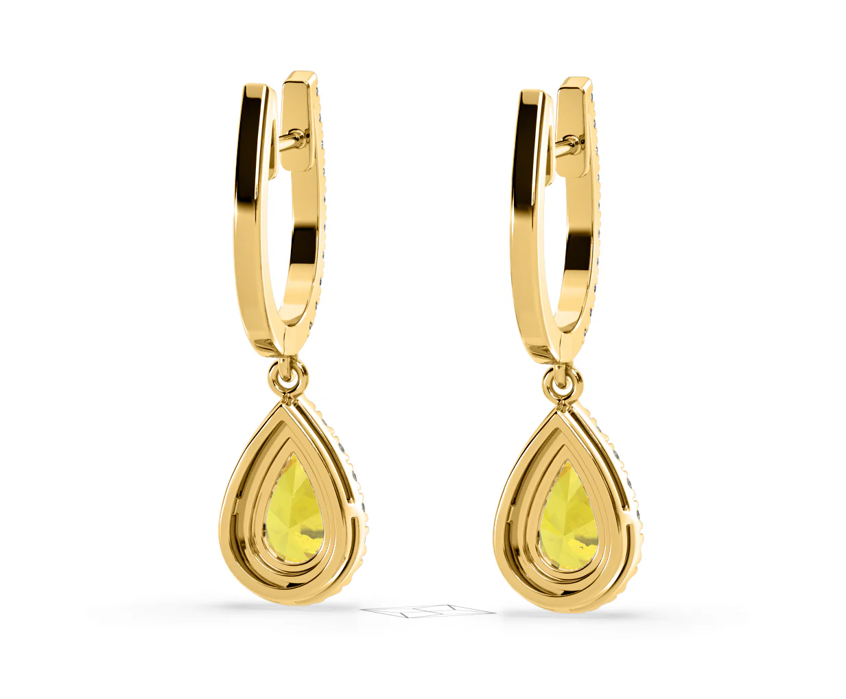 Diana Yellow Lab Diamond 1.48ct Pear Halo Drop Earrings in 18K Yellow Gold - Elara Collection - Image 51