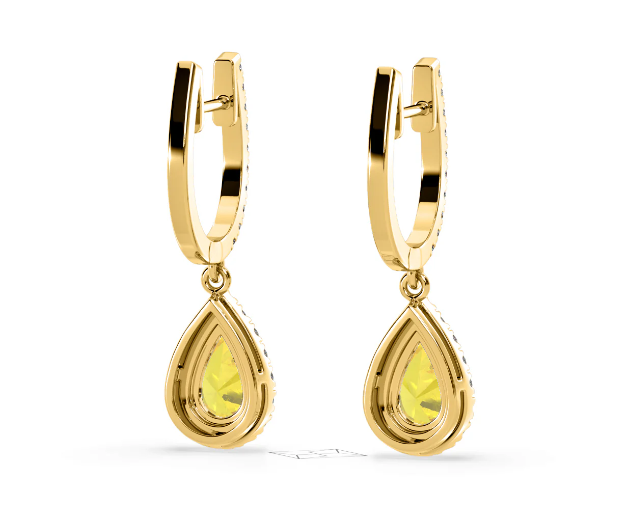 Diana Yellow Lab Diamond 1.48ct Pear Halo Drop Earrings in 18K Yellow Gold - Elara Collection - Image 52