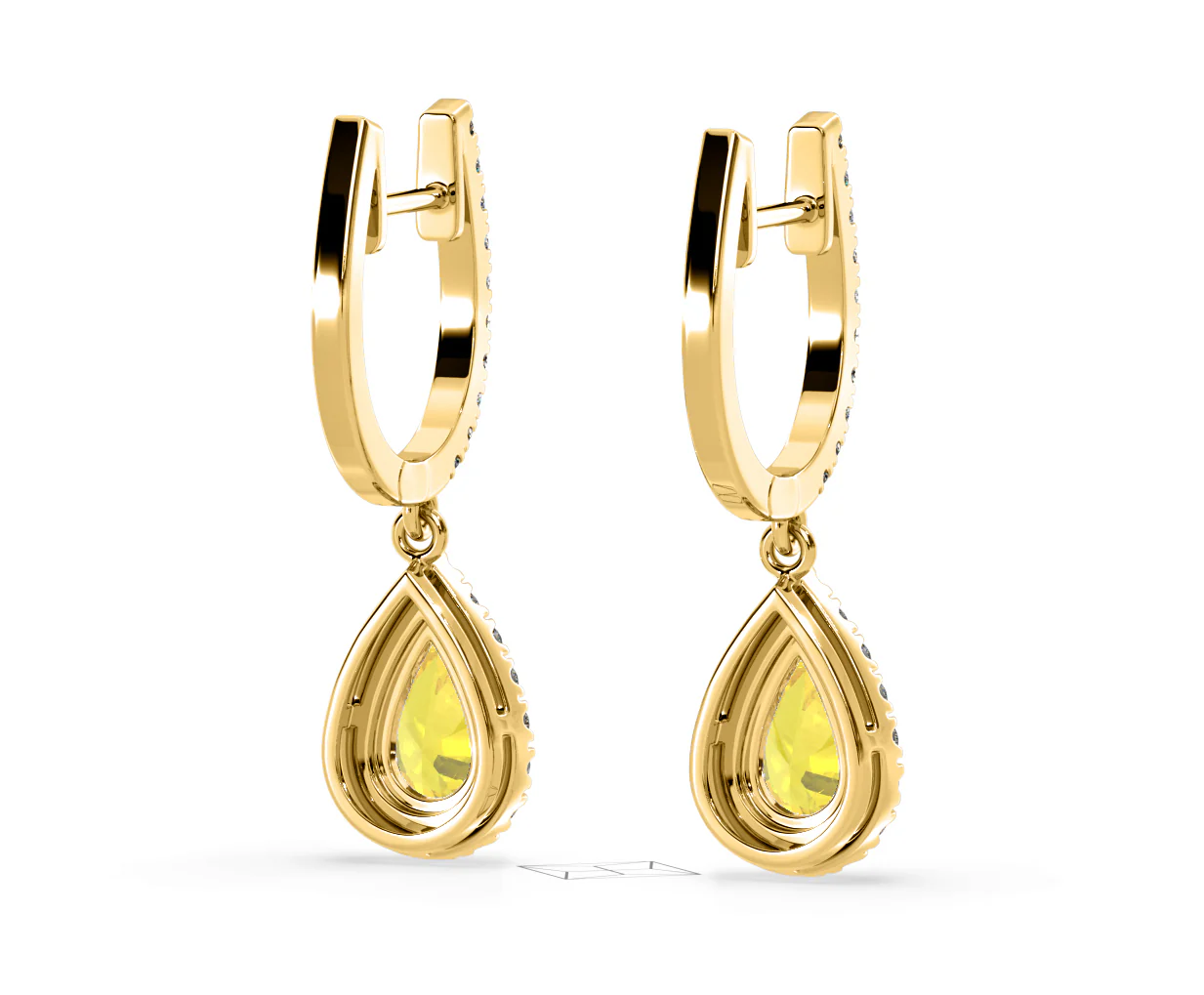 Diana Yellow Lab Diamond 1.48ct Pear Halo Drop Earrings in 18K Yellow Gold - Elara Collection - Image 53