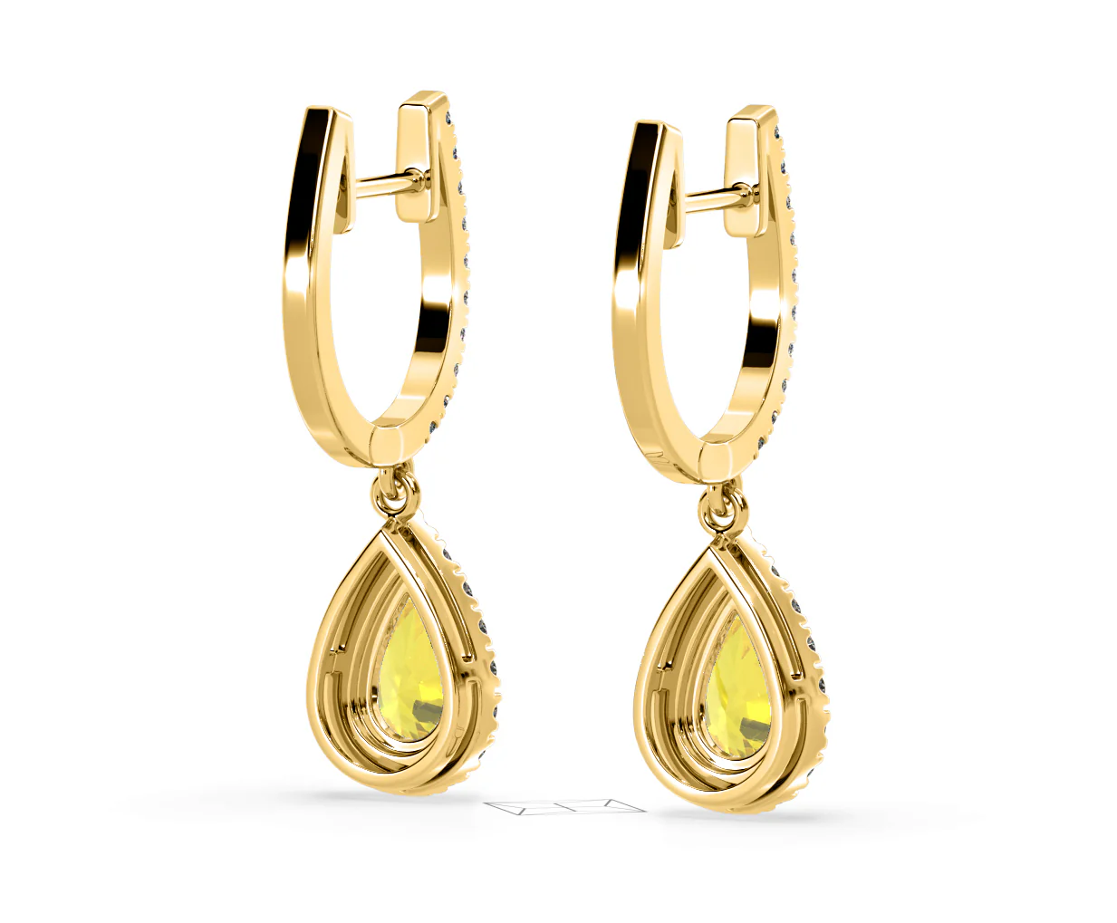 Diana Yellow Lab Diamond 1.48ct Pear Halo Drop Earrings in 18K Yellow Gold - Elara Collection - Image 54