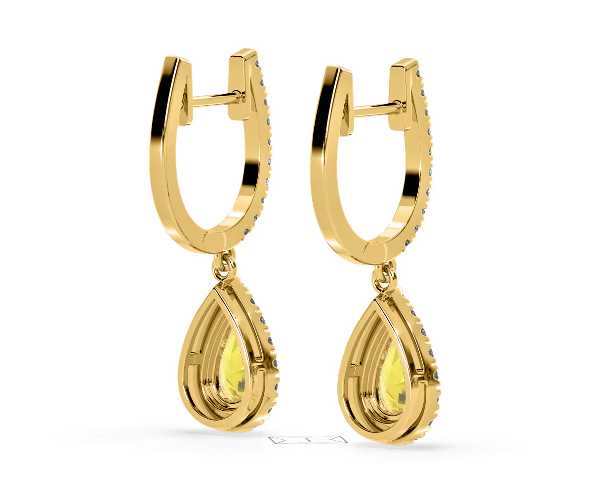 Diana Yellow Lab Diamond 1.48ct Pear Halo Drop Earrings in 18K Yellow Gold - Elara Collection - Image 56
