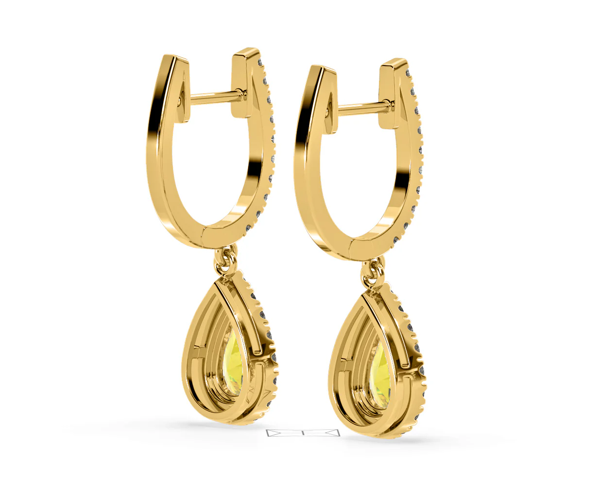 Diana Yellow Lab Diamond 1.48ct Pear Halo Drop Earrings in 18K Yellow Gold - Elara Collection - Image 57
