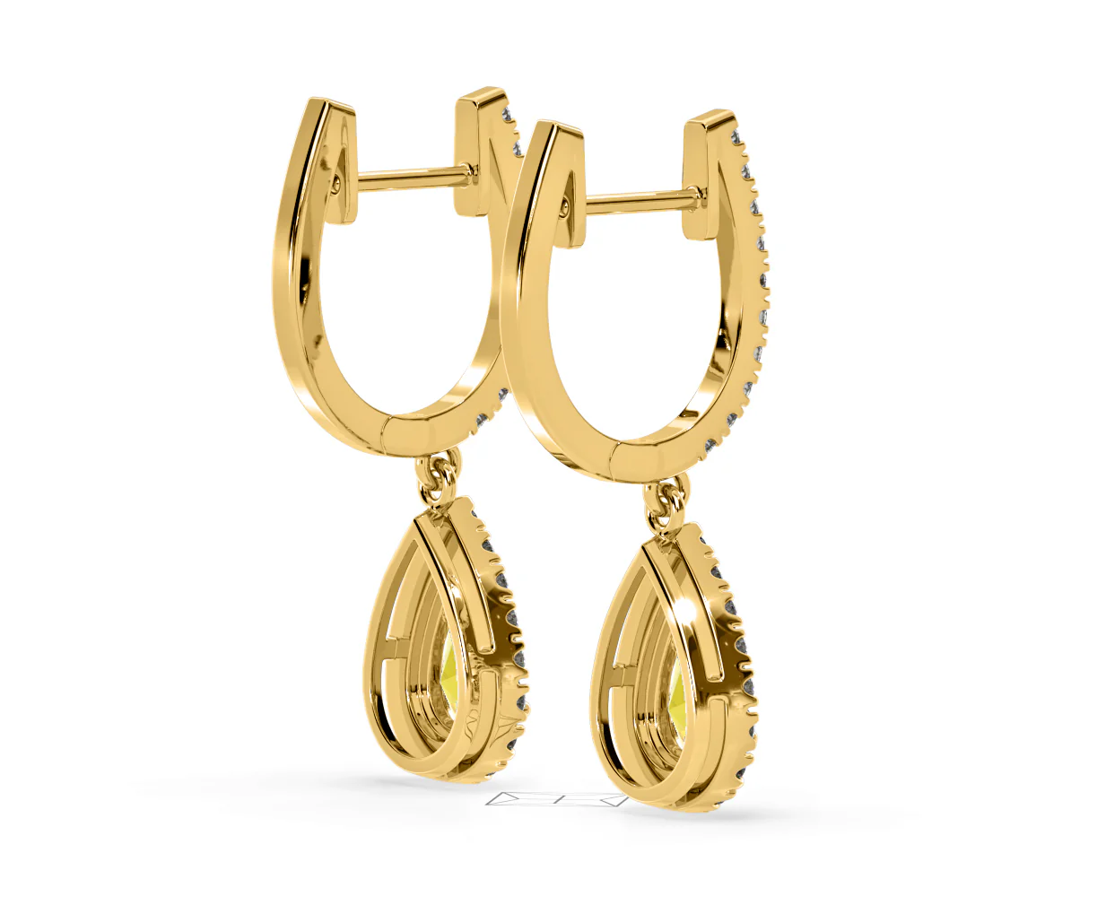 Diana Yellow Lab Diamond 1.48ct Pear Halo Drop Earrings in 18K Yellow Gold - Elara Collection - Image 59